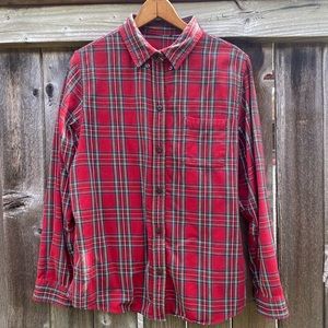 Red plaid flannel button up vintage LL bean